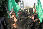 Palestinian Hamas militants take part in a rally in the preparation of the anniversary of Hamas Islamic movement foundation in Gaza city on December 10, 2010. Photo by Mohammed Asad